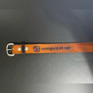 Brown Leather Belt with Embossed Design